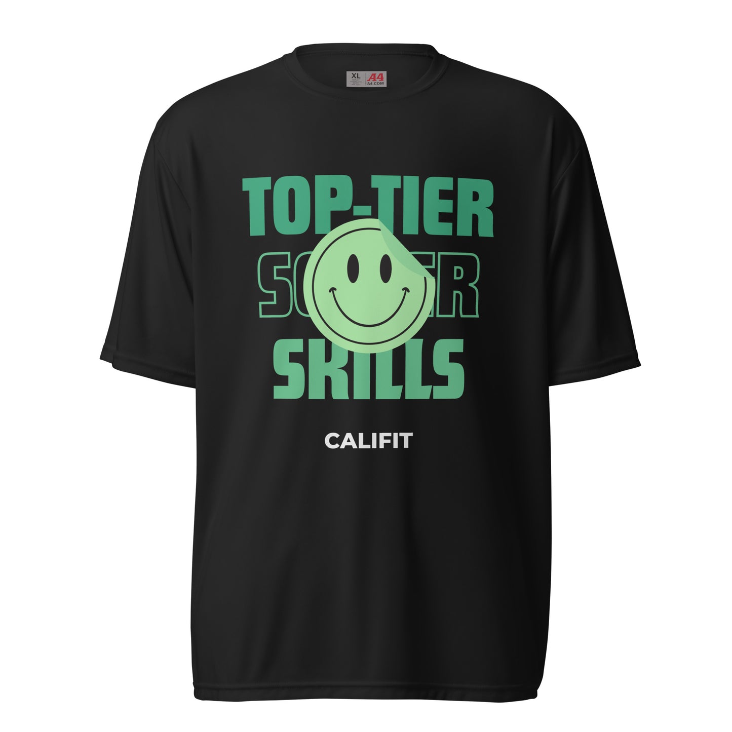 TopTier SS Graphic Happy Sticker performance crew neck t-shirt