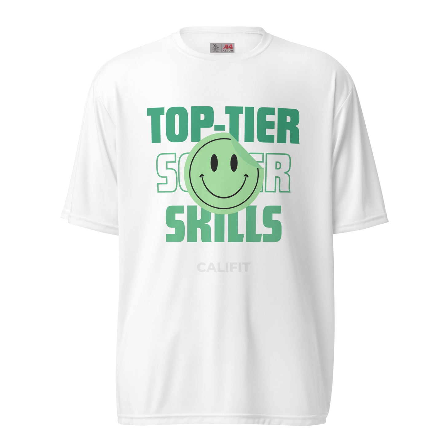 TopTier SS Graphic Happy Sticker performance crew neck t-shirt