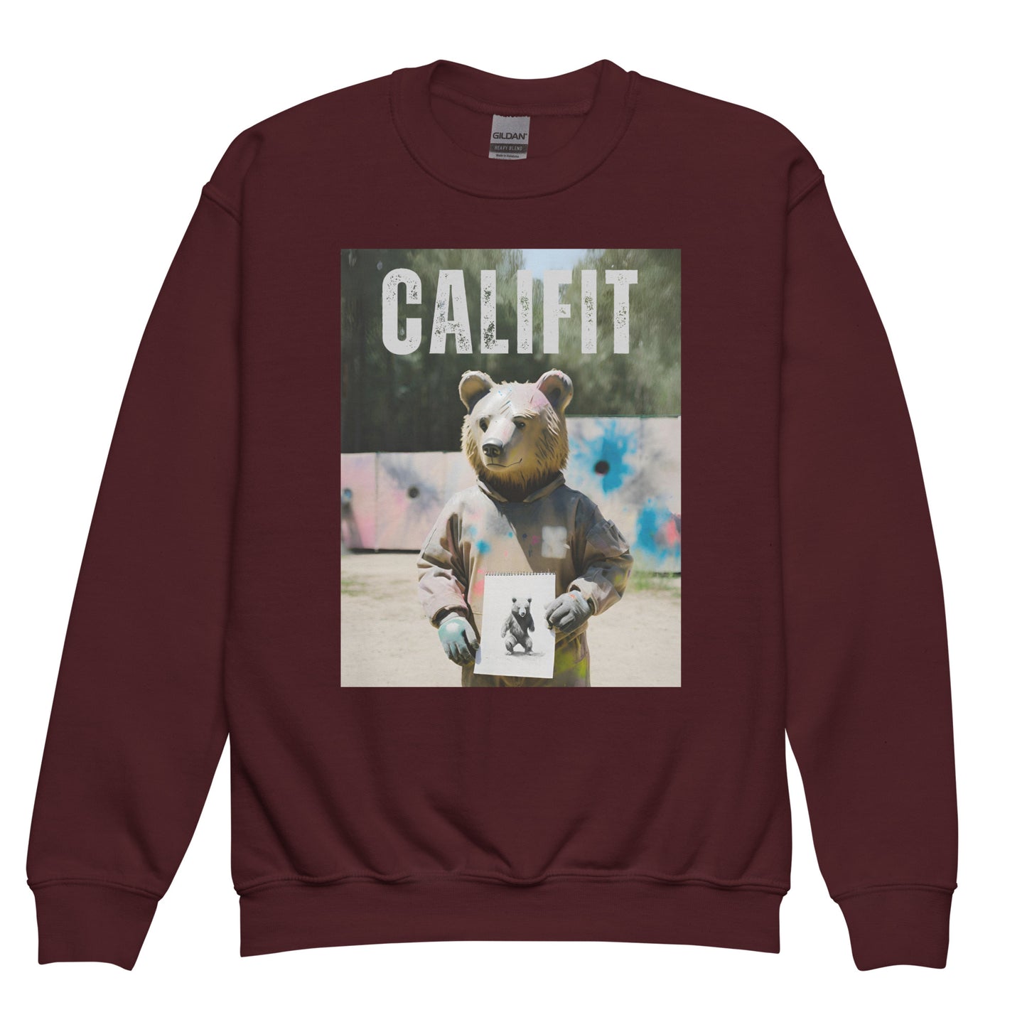 Youth Spatter Bear crewneck sweatshirt