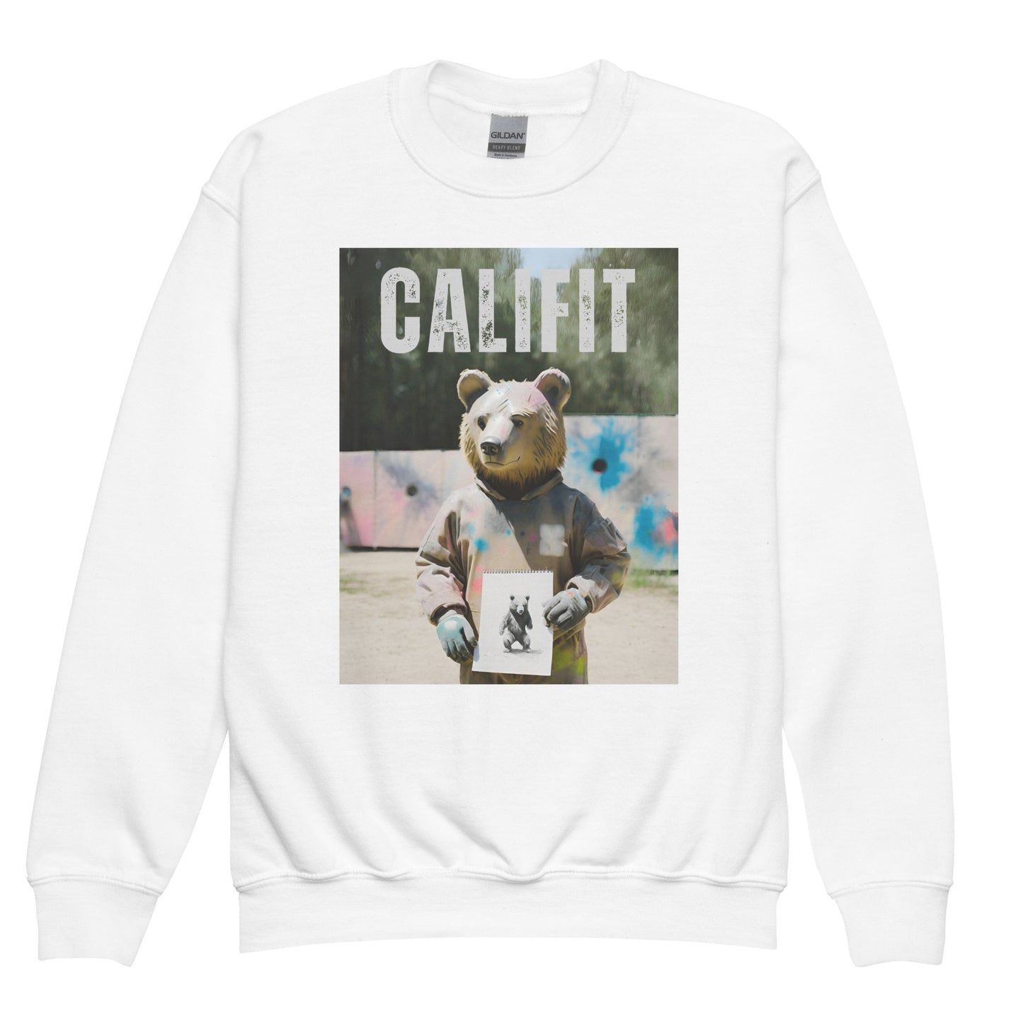 Youth Spatter Bear crewneck sweatshirt